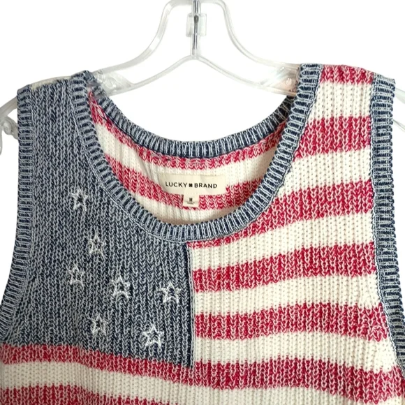 Lucky Brand  -American Flag sleeveless sweater - Size M - Picture 2 of 6